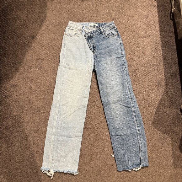 Pacsun Two-Tone Asymmetrical Waist 90s Boyfriend Jeans - Picture 2 of 5
